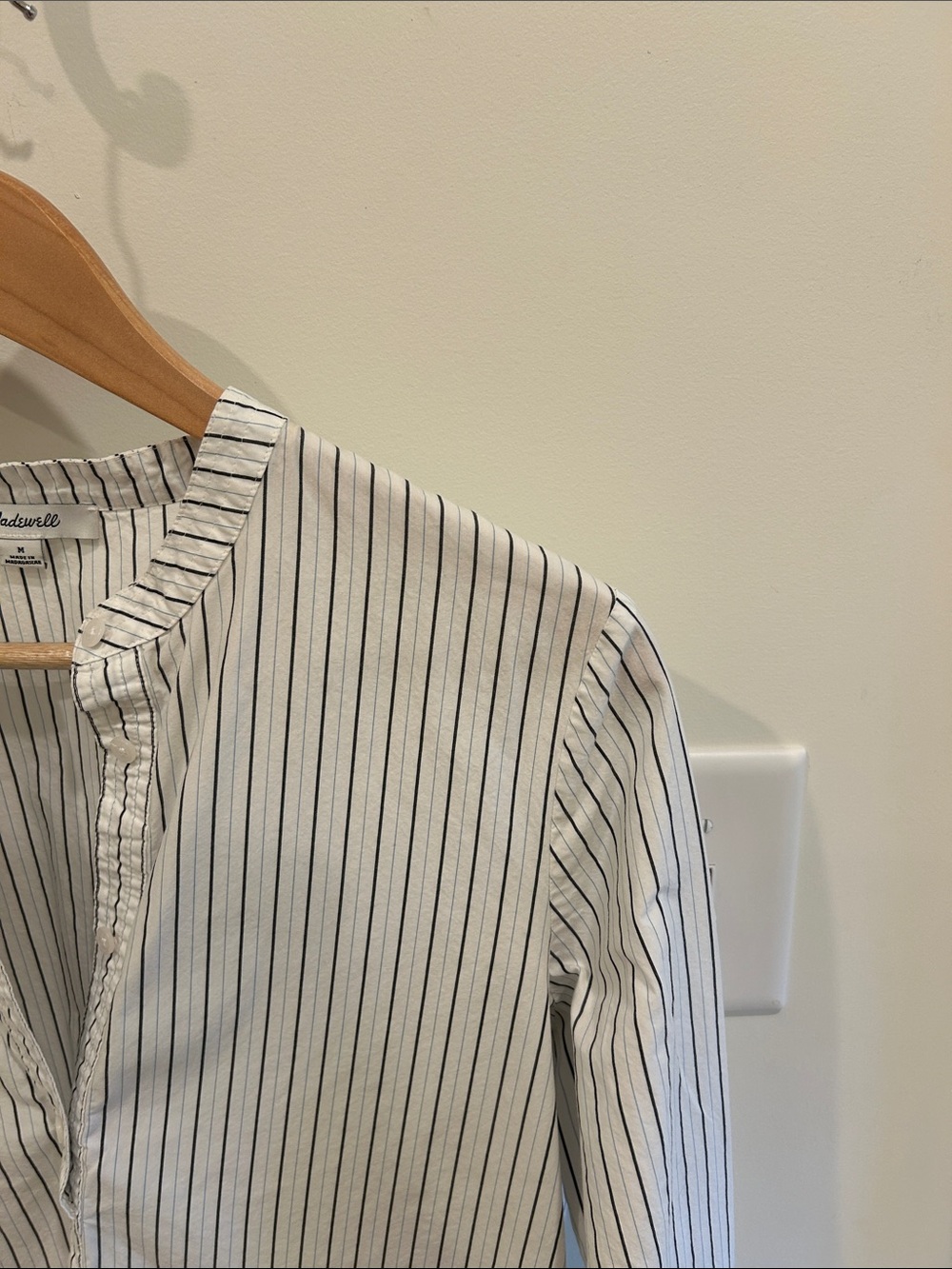 Madewell Popover Tunic with Black and Blue Pinstripes